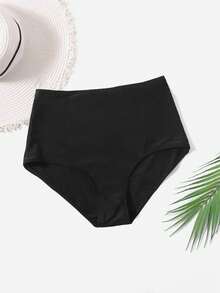 Swim Basics Braga de bikini de cintura alta para playa de verano - Negro - Ver 4