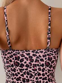 Swim Basics Women's Sexy One-Piece Random Leopard Print Deep V Spaghetti Strap Swimsuit - Multicolor - View 5