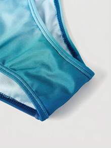 SHEIN MOD 时尚渐变性感网纱拼接连体泳衣 - 薄荷藍 - 查看 6