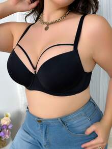 Wedaily 2 pezzi/set Reggiseno comodo con coppa sottile e arricciatura per donne taglia forte, canotta casual minimalista per uso quotidiano - Multicolore - Visualizzare 5