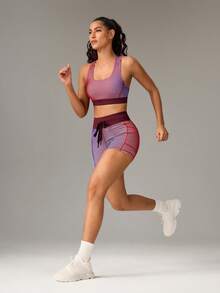 Women's Casual Versatile Striped Removable Padded Sports Bra For Running & Fitness - Multicolor - View 4