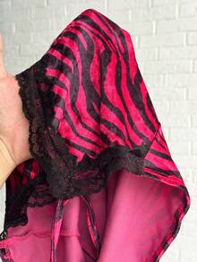Jeanoix Sequin Velvet Leopard Print Patchwork Lace Trim Sexy Mini Dress - Multicolor - View 7
