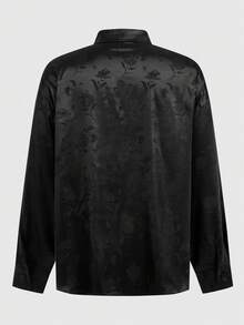 ROMWE MEN Goth 男士复古哥特城堡黑色领长袖衬衫 - 黑色 - 查看 10