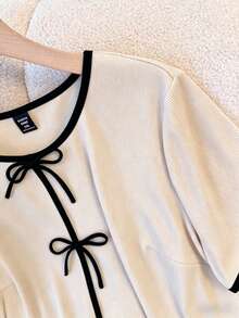 GlowEve CURVE Damen Frühling/Sommer Große Größen Farbblock Strick Rundhals Locker Gerade Lässig Top mit passender Weite Bein Hose, bequemer vielseitiger Outfit für Alltag, Party, Zuhause und Arbeit - Verschiedenfarbig - Übersicht 6