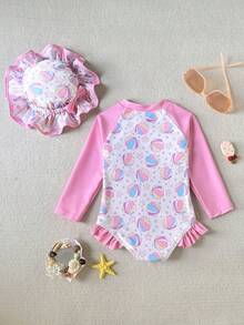 SHEIN Bộ đồ bơi dài tay chống nắng 2 món cho bé gái sơ sinh/trẻ nhỏ, có khóa kéo, kèm mũ nơ xinh xắn và họa tiết hoa, bao gồm mũ. Đồ bơi cho bé gái sơ sinh kèm mũ, quần áo trẻ em chủ đề biển, đồ bơi dài tay cho bé, đồ bơi dài tay cho bé gái sơ sinh, mũ đi biển cho bé gái, đồ bơi cho bé gái sơ sinh, đồ bơi kèm mũ cho bé, đồ bơi màu hồng cho bé gái sơ sinh, đồ bơi cho bé gái, đồ bơi chống nắng cho bé gái sơ sinh, đồ bơi chống nắng cho trẻ nhỏ, đồ bơi cho bé gái, đồ bơi dài tay in hình vỏ sò cho bé gái sơ sinh, đồ bơi dài tay cho bé, bộ đồ đi biển cho bé, đồ bơi in hình biển cho bé gái sơ sinh, đồ bơi in hình vỏ sò cho bé gái sơ sinh - Hồng - Xem 8