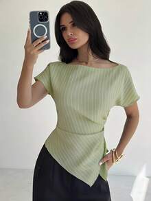 s para volver a la escuela / Atuendos de maestra / Blusas para salir / Blusas para salir / Casual de negocios para mujer / Camisa a rayas / Casual de negocios para mujer / Camisas de maestra - Albaricoque 2 - Ver 10