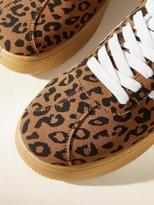 CUCCOO EASI Sepatu Sneakers Kasual Nyaman Wanita Motif Leopard dengan Sol Tebal untuk Pemakaian Sehari-hari - cetak leopard - View 4