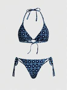ROMWE Avant 2025 European & American Women Geometric Pattern Bikini 2 Pieces Set Vacation Beach Summer - Multicolor - View 2