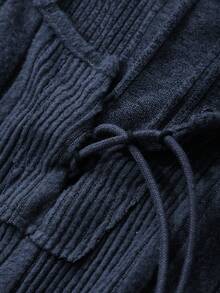 FRIFUL Women Casual Solid Color Cross Strap Long Sleeve Fitted T-Shirt,Fall Women Clothes - Navy Blue - View 3