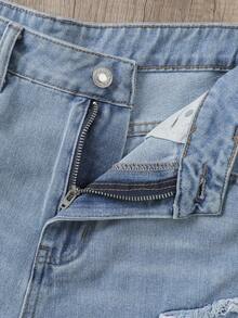 Manfinity Joysei Quần ống rộng dáng suông rách rưới, họa tiết ngôi sao hip hop đường phố Mỹ dành cho nam giới. - Rửa nhẹ - Xem 5