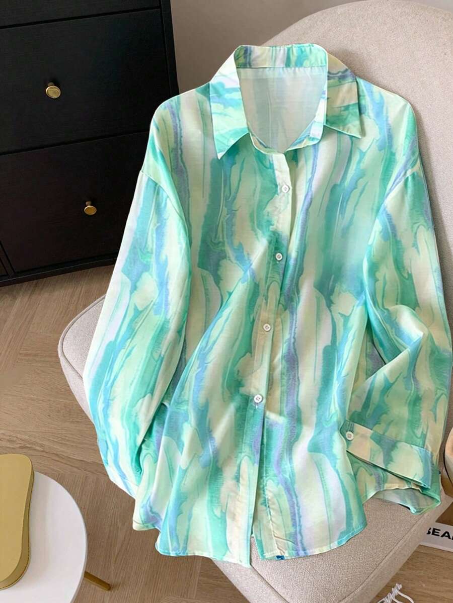 Franclia 女士绿色花卉印花衬衫,夏季 - 彩色 - 查看 1