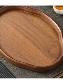 Oval Walnut Serving Tray For Food, Snacks, Drinks, Sushi, Steak, Pizza, Desserts, Cake, Bread; Breakfast Tray, Coffee Tray, Tea Tray, Charcuterie Board, Hosting Platter - Maroon - View 2