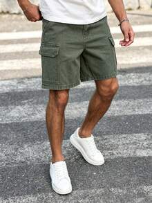 EGENSIO Men's Casual Denim Cargo Shorts, Summer - Army Green - View 7