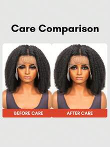 Density Pro 杰瑞卷曲波浪短波波头蕾丝前假发，真人发，13x4蕾丝前额假发，带婴儿发，预先拔毛真人发假发，女士款，自然黑色，16英寸，250%高密度短卷波波头假发，适合新手日常佩戴，自然外观，柔软有弹性的卷发，佩戴舒适，即戴即走，真人发假发，波波头假发款式，未经加工的天然真人发，时尚优雅，适合婚礼、舞会、新娘派对、正式场合等特殊场合，易于打理 - Natural Black - 查看 4