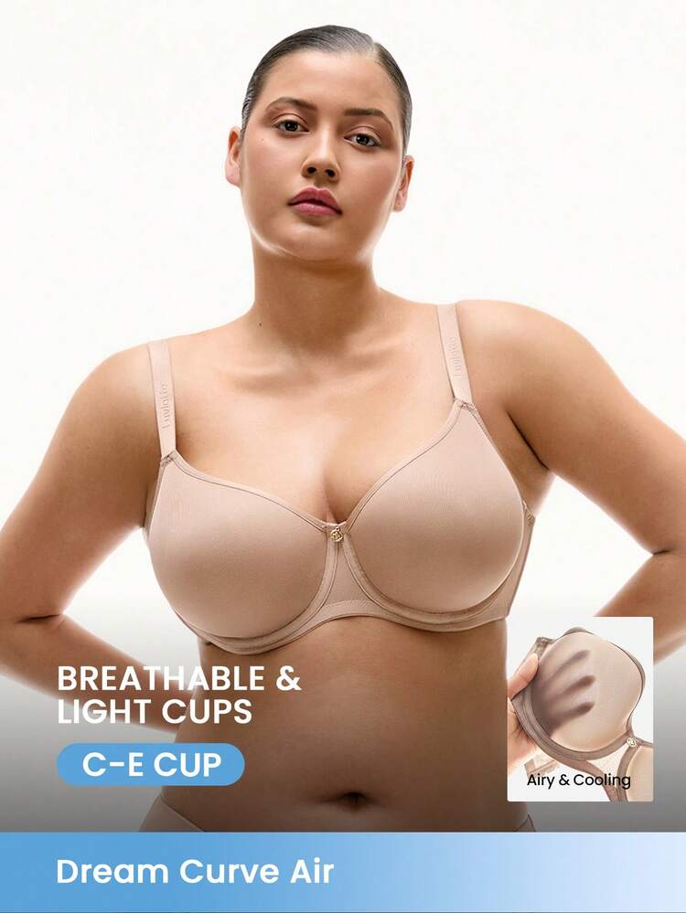 Plus Full Coverage Airy Breathable Sheer Mesh Spacer Cup Bra