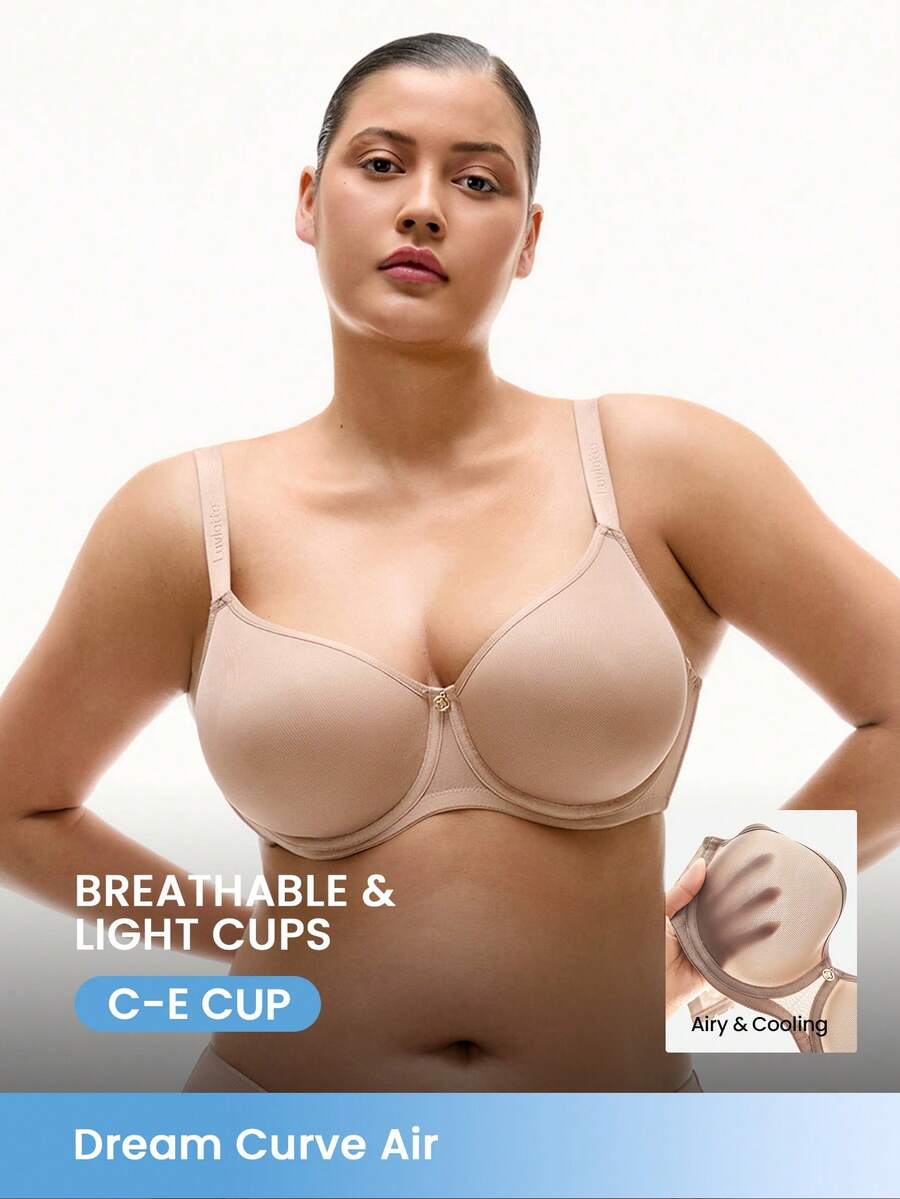 LUVLETTE Plus Dream Curve Air Full Coverage Airy Breathable Sheer Light Brown Mesh Spacer Cup Women Bra - Brown - View 1
