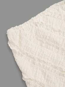 GlowEve Áo thun nữ kiểu dáng châu Âu và Mỹ không dây, không tay, chất liệu vải dệt họa tiết, xếp ly, bất đối xứng, thanh lịch, chất liệu dệt kim co giãn. - Màu be - Xem 5