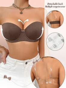 Bare Chapter Sujetador minimalista de uso diario de unicolor con aros para mujer - Marrón Mocha - Ver 6