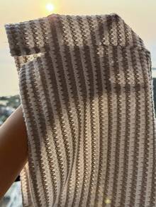Comfortcana Plus Size Retro Crochet Brown Low Waist Casual Slim Flare Pants Gym Summer - Khaki - View 7