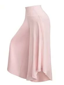 SHEIN Franclia 女款休閒素色輕量高腰寬鬆不對稱寬腿長褲，夏季畢業季適用 - 粉色 - 查看 5