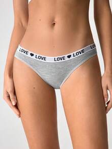 Loungeista 5pcs/Pack Multicolor 100% Cotton Fashion Seamless Low Waist Letter Trim Women Briefs - Multicolor - View 8
