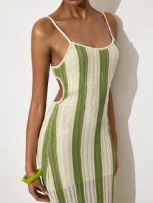 Maija 女士休闲条纹吊带针织连衣裙，夏季 - 彩色 - 查看 6