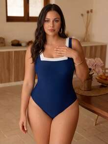 Swim Chiccia Costume da bagno intero con blocchi di colore per taglie forti - Multicolore - Visualizzare 3
