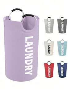 1pc 92L Large Black Laundry Basket Foldable Laundry Hamper Freestanding Tall Clothes Storage Bin For Bathroom Bedroom Home Organization Collapsible - Multicolor - View 10