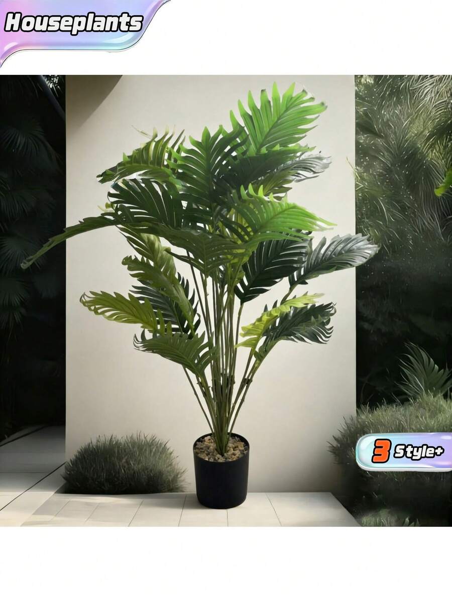 1 Pc. 12-Stem/18-Stem/24-Stem Large Artificial Tropical Palm Tree, 69 Cm, Realistic Palm Leaves, Monstera, Indoor/Outdoor Home, Kitchen, And Office Decorative Plant - Multicolor - View 1