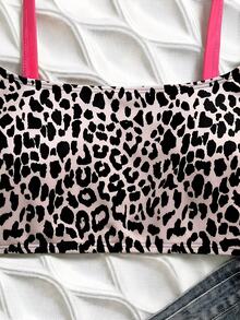 Swim Vcay 2026 Summer New Leopard Print Plus Size Swimwear Top For Beach & Resort - Multicolor - View 5