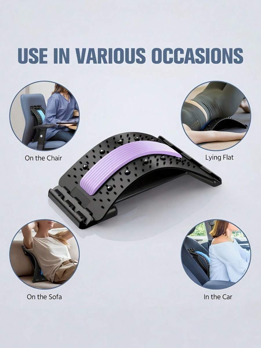 1PC Spinal Decompression Relaxer Lumbar Stretching Device Cervical Spine Back Stretch Tool Yoga Support Aid Adjustable Height Massager For Home Office Back Pain Relief Muscle Tension Release Fitness Equipment Must Have - Multicolor - View 1