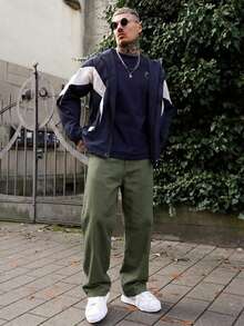 Artur Kramer 1件 Infinite Jeans 男士休闲直筒牛仔裤，高品质品牌舒适外出裤（不含腰带和配饰） - 橄欖綠 - 查看 1