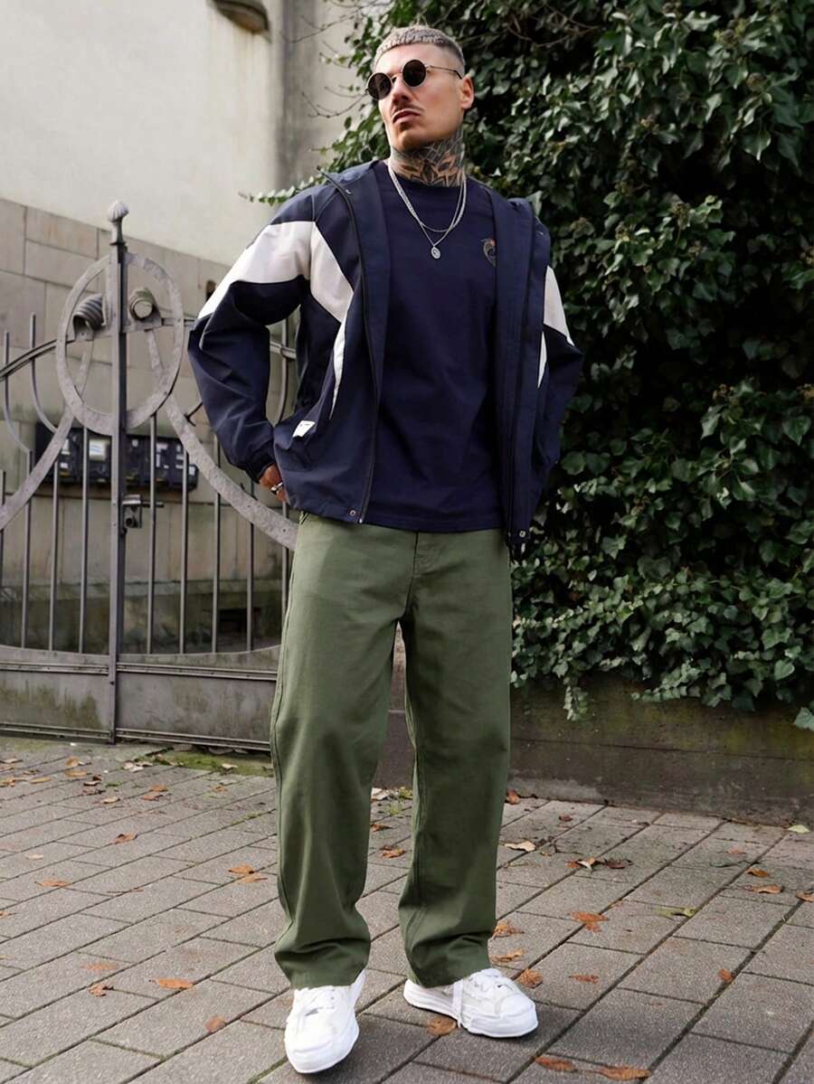 Artur Kramer 1件 Infinite Jeans 男士休闲直筒牛仔裤,高品质品牌舒适外出裤(不含腰带和配饰) - 橄欖綠 - 查看 1
