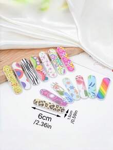 50 PCS Mixed Color Manicure Tools, Colorful Leopard Print 7-Sided Polishing Nail Files, Nail Edge Files, Sanding Shaping Polishing Strips, Suitable For Beginners And Nail Salons. - Multicolor - View 6