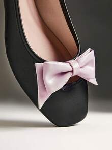 Solezae Women's Casual Elegant Comfortable Bowtie Ballet Flats - Black - View 6