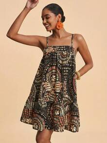 Travachic 女士碎花图案休闲吊带迷你连衣裙 - 彩色 - 查看 4