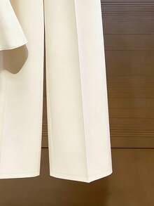 Franclia 杏色无袖上衣和阔腿裤套装，收腰显瘦通勤OL两件套 - 杏色 - 查看 4