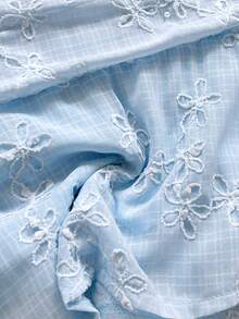 Soleia Women's Floral Embroidery Pleated Casual Cute Versatile Date Vacation Outing Mini Skirt Blue And White Flower Summer - Baby Blue - View 7