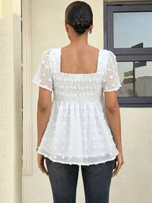 MaterniWear Maternity Summer Casual Solid Color Textured Shirt - White - View 8