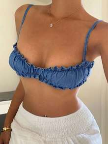 Aloruh Damen Jeans Trägerhemd, Sexy, Blau - Helle Waschung - Übersicht 3