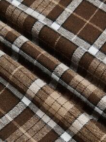 Louniche Abrigo casual de mujer de otoño/invierno con estampado de cuadros de dos tonos, de corte holgado y de longitud media, versátil - Marrón - Ver 14