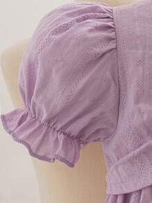 Souflis Souflis 法国夏季新款薰衣草色精致面料大蝴蝶结领无袖上衣搭配可爱灯笼裤，适合居家、玩耍、购物等各种场合，婴儿及女婴套装 - 淡紫色 - 查看 8