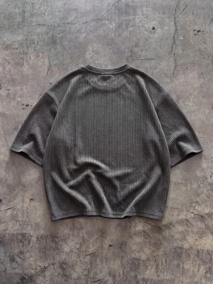 Mens Textured Waffle Knit Short Sleeve Crew Neck T-Shirt Casual Everyday Comfort Tee Summer Spring, Knit Shirt, Ribbed Tops, Zoro Shirt