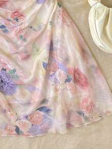 Đầm hai dây lưới in hoa thanh lịch dành cho bé gái tuổi teen, thích hợp cho mùa hè. - Hồng - Xem 4