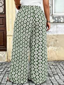Breezaya Pantalones de corte relajado con inspiración retro para tallas grandes - Verde - Ver 2