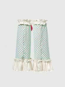 ROMWE Anime 1 Pair Of Dopamine Style Colored Polka Dot Leg Warmer, Spring And Summer Y2K Bows, Lace Stacking Socks, Leg Covers, Suitable For Daily, Dating, And Party Wear - Green - View 6