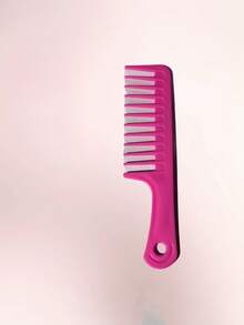 1把塑料宽齿干湿两用梳子，防静电，方便携带，易于收纳，玫瑰红色，适用于所有发质，沙龙级居家旅行必备，耐热轻便，专业造型梳 - 玫紅色 - 查看 4