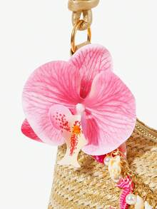 Viva Strut A Set Of Floral Crocheted Beach Handbags And Accessories, Stylish Personalized Beach Resort Style Shell Lace Lady Messenger Bag - Khaki straw bag rose red flower rose chain - View 4
