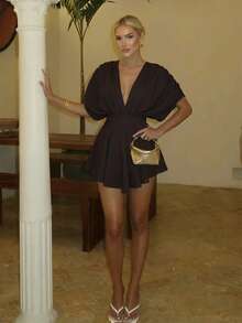 Firerie Minissaia assimétrica feminina casual e elegante / Vestido para o Dia dos Namorados / Vestido de aniversário / Vestido para férias na praia / Vestido para festival de música / Vestido de festa / Vestido bonito / Vestido de verão / Vestidos de festa elegantes / Vestidos de praia / Vestido para convidada de casamento / Vestido de férias / Vestido branco - Castanho - Ver 4
