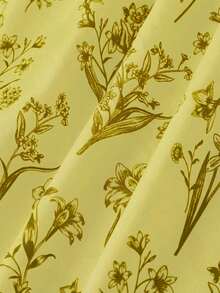 Skyraze Women's Fashion Vacation Casual All-Over Print Halter Backless Waist Cinched Dress - Pale Yellow - View 6